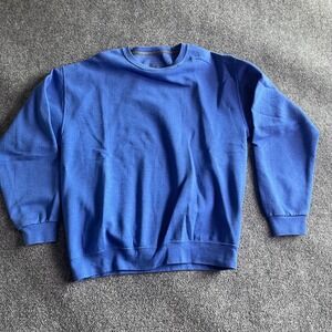 Fruit of the Loom Mens Crewneck Sweatshirt Large Blue Fleece Pullover Solid L